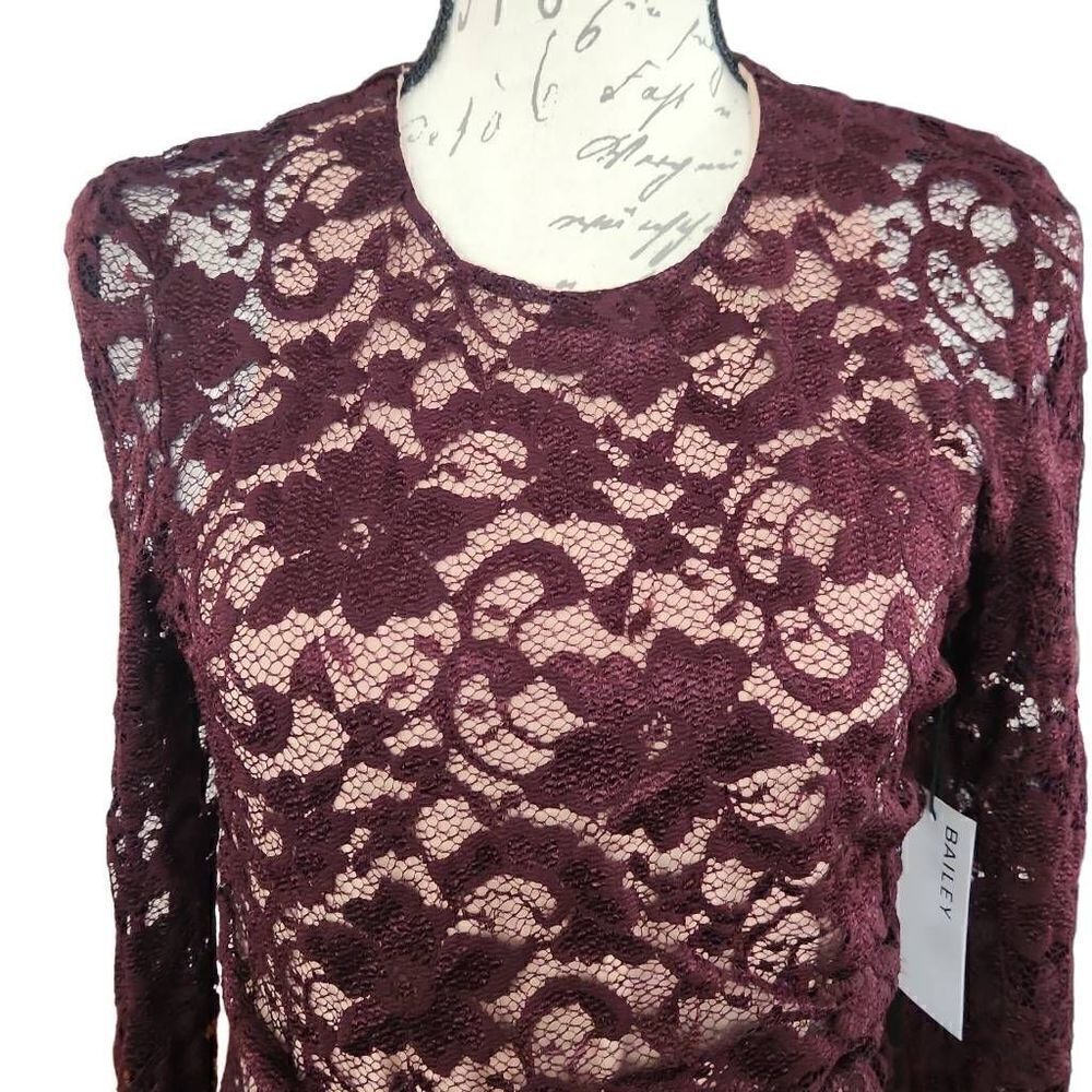 Bailey 44 Women's Size Large Port Bodycon Disinformation Lace Long Sleeve Dress - Picture 3 of 9